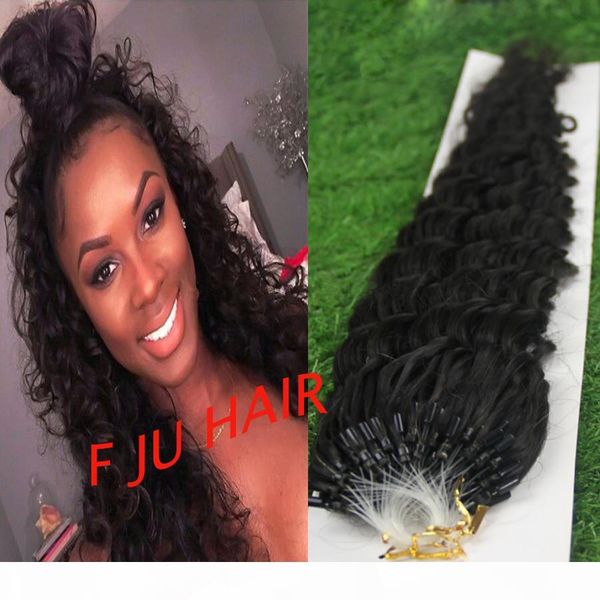 

micro loop human hair extensions 100g kinky curly micro loop hair extensions, Black