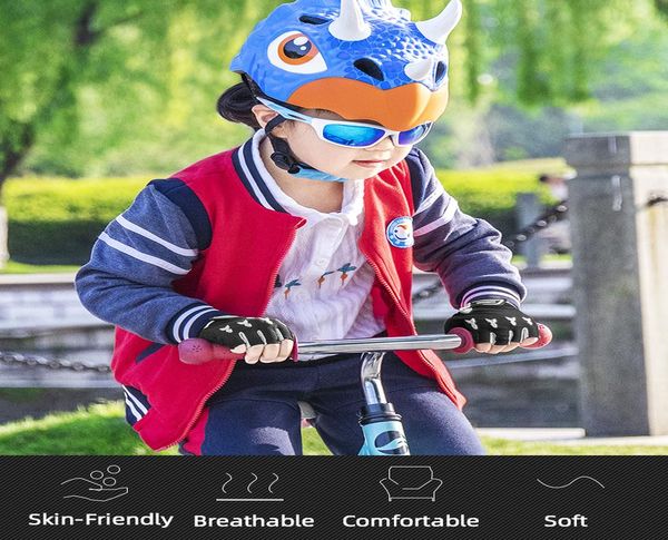 

rockbros cycling gloves for children summer balance bike roller skating breathable sbr shockproof half gloves bike equipment sqcvoh pingtoy, Black