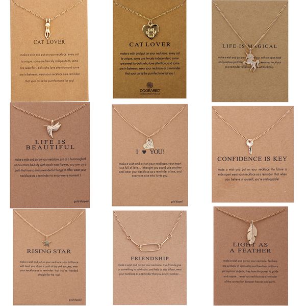 

fashion dog paw bird heart bar star necklace for women girls necklaces card female statement jewelry girl gift, Silver