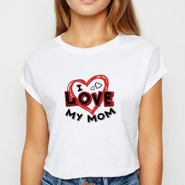 

i love you mom tshirt spring summer girls loose t shirt harajuku hipster printing design short sleeve simple o-collar t-shirt, White