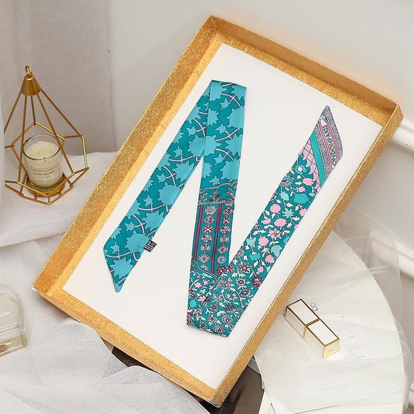 

длинные леди сумка шелковый шарф тощий шеи шарф для волос для женских шейных волос для женских головных уборных волос галстуки тяги 2020 нов, Blue;gray