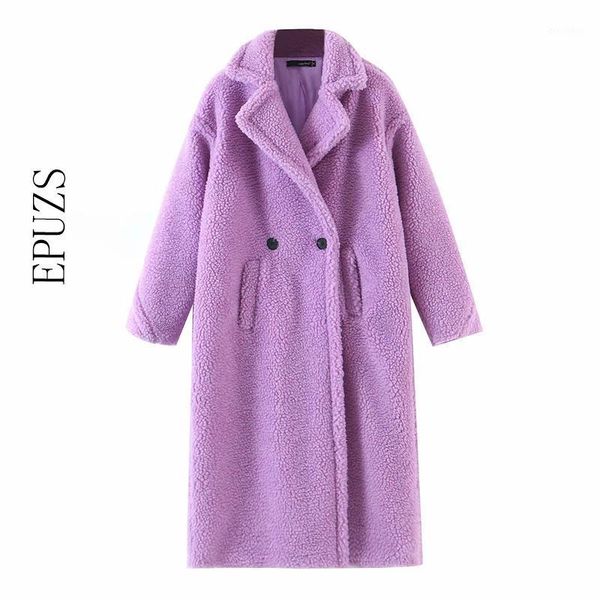 

women's fur & faux winter purple coats women warm lambwool jacket casual thick teddy coat 2021 fashion female jacket1, Black