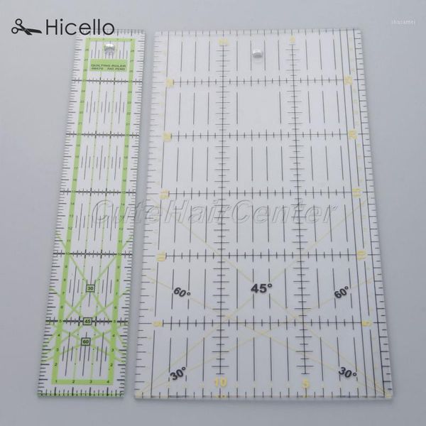

quilting sewing patchwork ruler double-colored grid lines cutting tool 30cm thick transparent plastic professional hicello1, Black