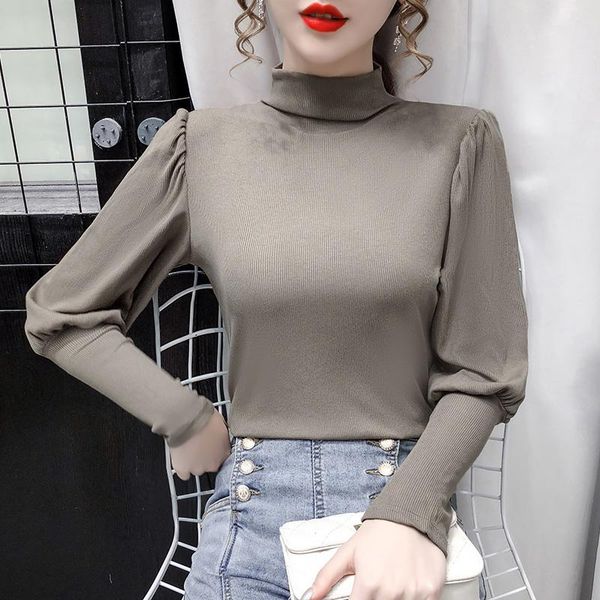 

women's sweaters 2021 autumn winter bottoming shirt fashion casual long sleeve high collar sweater solid color slim knitted pullover, White;black