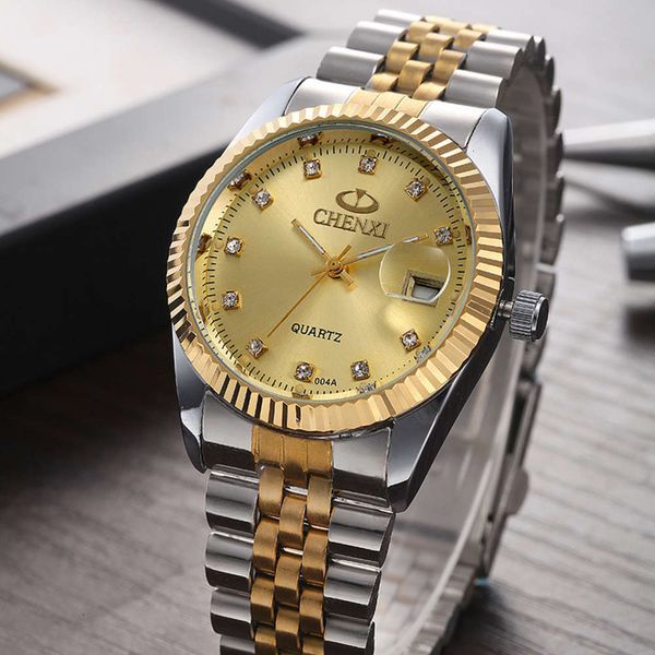 

quartz men's 004a pointer band type steel ordinary gold japanese and korean watch 2021hwrh, Slivery;brown