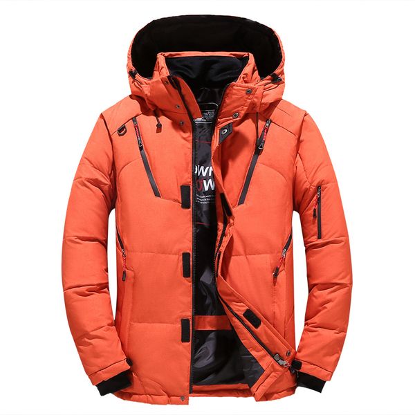 

new loose casual winter men's down jacket short outdoor hooded white duck coat thick cotton padded warm parkas men, Black