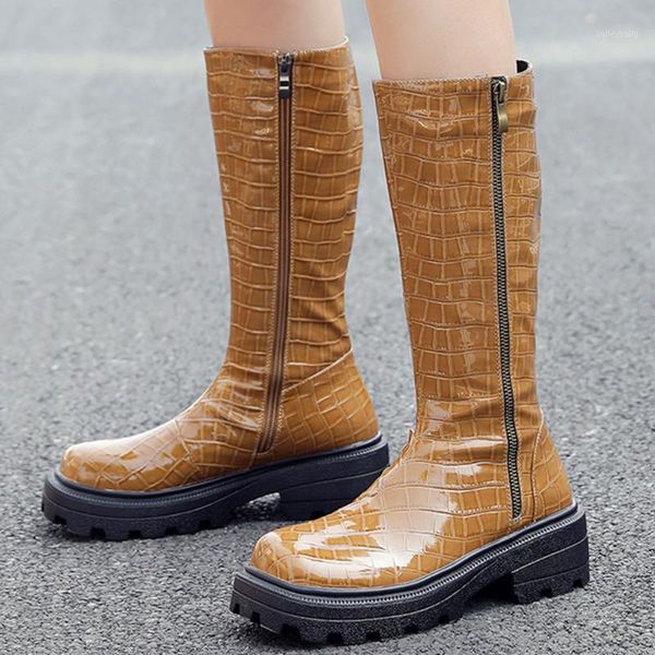 

lapolaka large sizes 43 fashion zipper square heels riding boot winter boots woman shoes female1, Black
