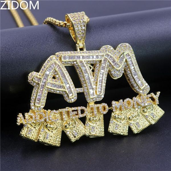 

2020 новые мужчины хип-хоп банкомат atm пристрастился к денежные ожерелья ожерелья высокое качество циркона хипсоп буквы ожерелье очарование, Silver