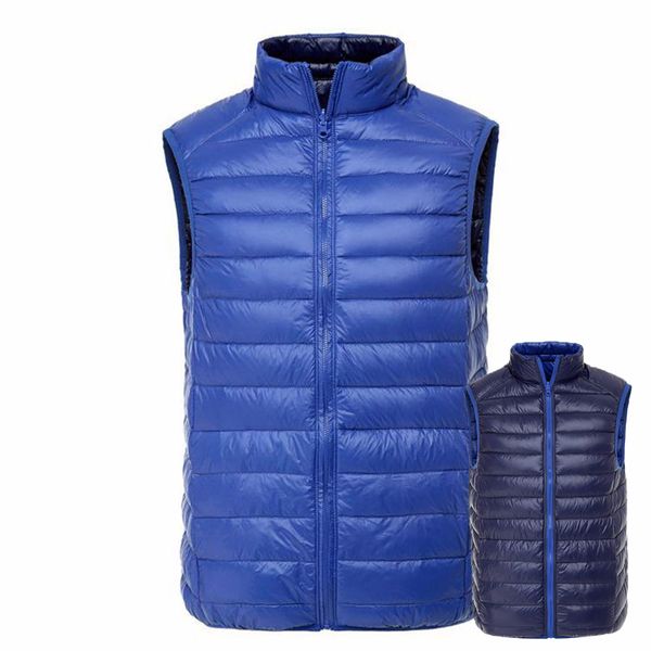 

2021 new men's vest ultra light down men double side sleeveless jacket male warm windproof vests reversible waistcoat phe3, Black;white