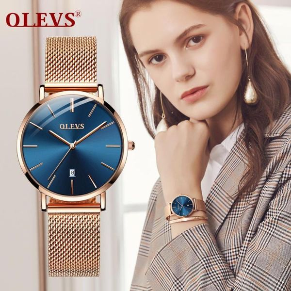 

minimalist mesh women watch fashion dress quartz wristwatch for lady ultra-thin rose gold relogio feminino waterproof auto date1, Slivery;brown