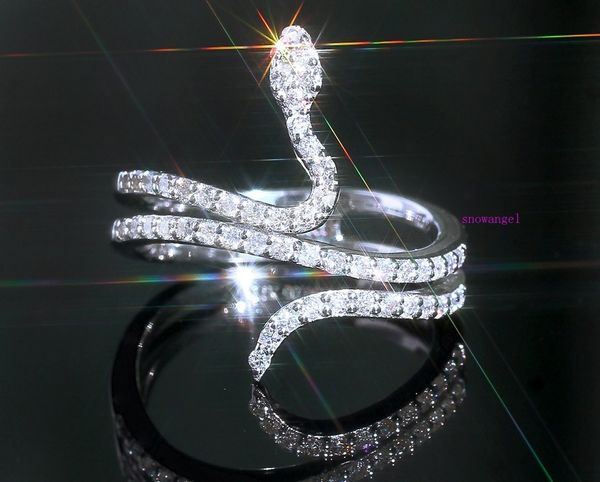 

новогодние gieseexplosions flash diamond micro inlaid циркон женский змеиные кольца личности креативное кольцо ювелирные изделия, Silver