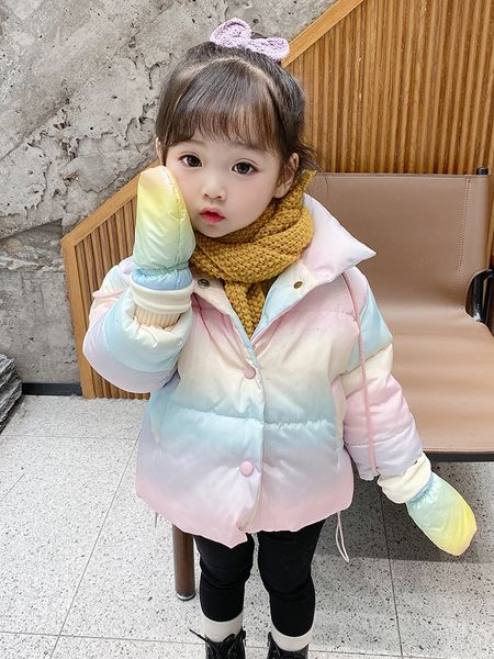 

2020 new foreign style girl's clothes winter thickened down cotton padded jacket, Blue;gray