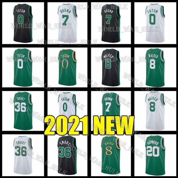 

jayson 0 tatum jerseys marcus 36 smart kemba 8 walker jaylen 7 brown gordon 20 hayward 33 green men 2020 2021 basketball, Black;red