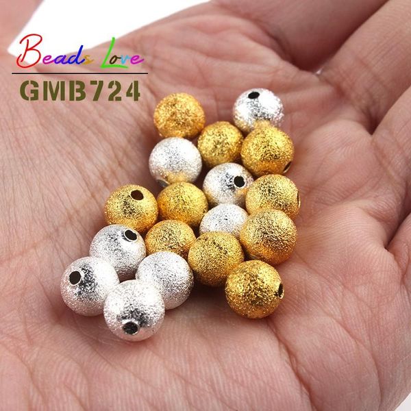

m-10mm gold color matte metal beads round stardust spacer beads for jewelry making handmade diy bracelet necklace wholesale wmtjzf