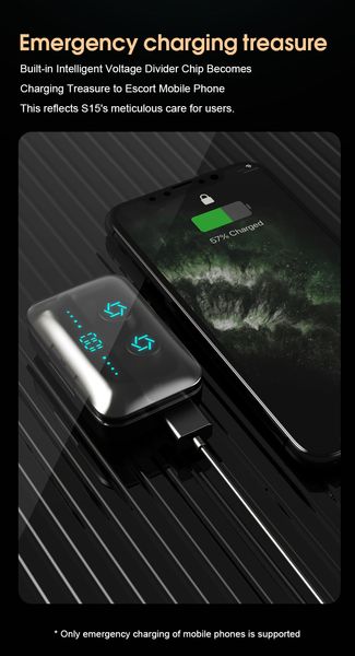 

s15 bluetooth earphone bluetooth 9d gaming headset cd fingerprint touch power display noise cancelling sports waterproof earbud in ear1