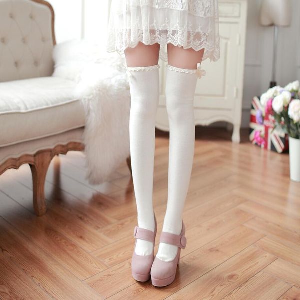 

высокая лента лук колена чулки осень женские студенты нижние чулки леггинсы наполовину давно бочковые женщины чулки jllrqw, Black