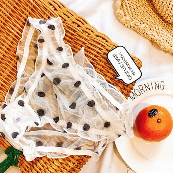 

girl's underwear lace briefs bow wings loli dot transparent mesh lovely sweety chiffon under women's panties, Black;pink