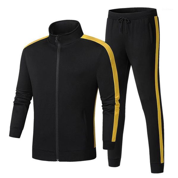 

2020 running sets men sportswear tracksuit zip up jacket long sleeve sweatshirt loose pant running jogger casual set sport suit1, Black;blue