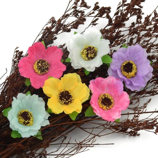 

30pcs/lot 4cm mini silk cherry blossoms small artificial rose flowers heads poppy wreath wedding decoration for scra bbyblu