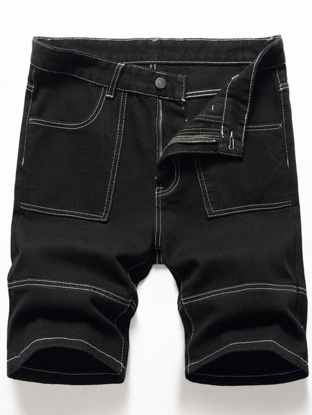 

men stitching denim shorts j8zh#, Blue