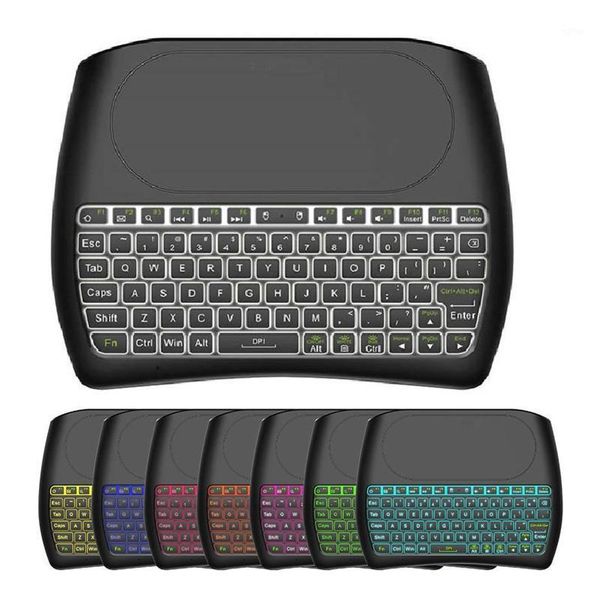 

d8 pro bluetooth 2.4g wireless handheld keyboard 7 color backlight dual mode english russian portable fingerboard1