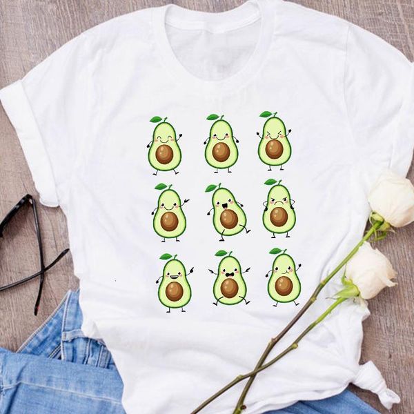 

women graphic avocado mood funny cartoon fruit clothes floral lady tees print clothing female t shirt womens t-shirt, White