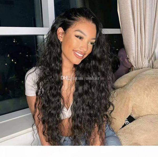 

virgin brazilian wet wavy glueless full lace wigs water wave human hair lace front wigs natural color wig with baby hair, Black;brown
