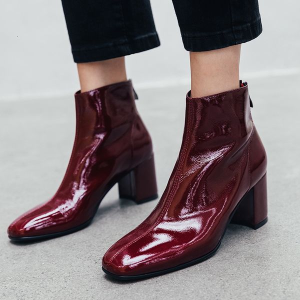 

2021 boots in the air boots, metal heels, patent leather, rear seatbelt, woman shoes. 9mmt, Black