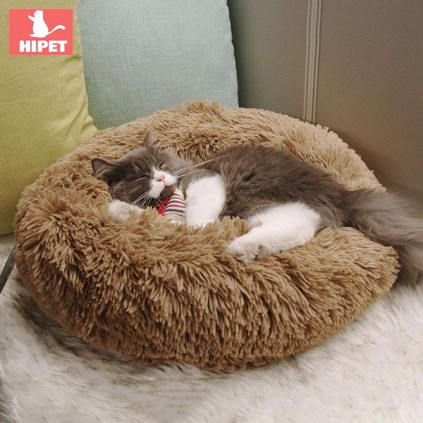 

hipet plush dog cat bed house winter warm comfortable round deep sleep pet cats sleeping bag portable kitten puppy nest mat pad