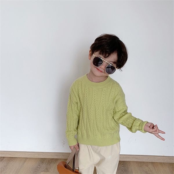 

autumn winter fashion candy color knitted warm sweaters for boys and girls soft casual grain pattern base 201128, Blue