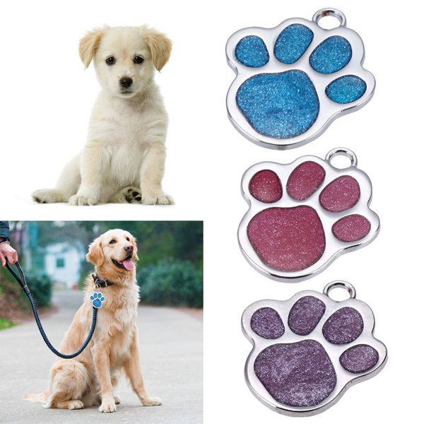 

pet dog personalized tag glitter custom engraved feet card dogs cat id tags collar pendants pet dog products