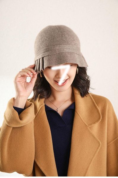 

hats, scarves & gloves sets 100% cashmere hat autumn and winter pure knitted fisherman for women elegant temperament1, Blue;gray