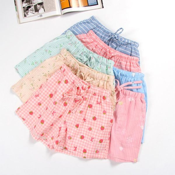 

women's sleep bottoms floral print summer shorts pyjamas ladies full cotton soft home pajamas pants lounge, Black;red
