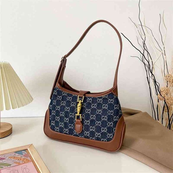 

factory shop leather texture stitched canvas underarm bag women's old flower retro versatile mesh red one shoulder tote bag