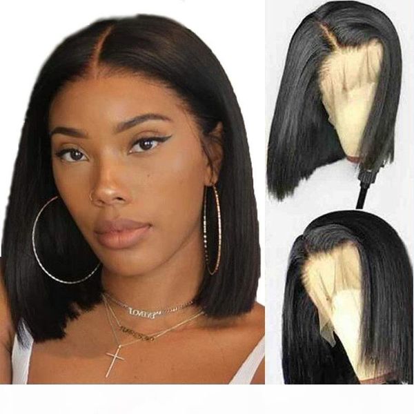 

brazilian straight bob wig full lace human hair wigs lace front wig preplucked hairline with baby hair remy hair 8~14inch for black women, Black;brown