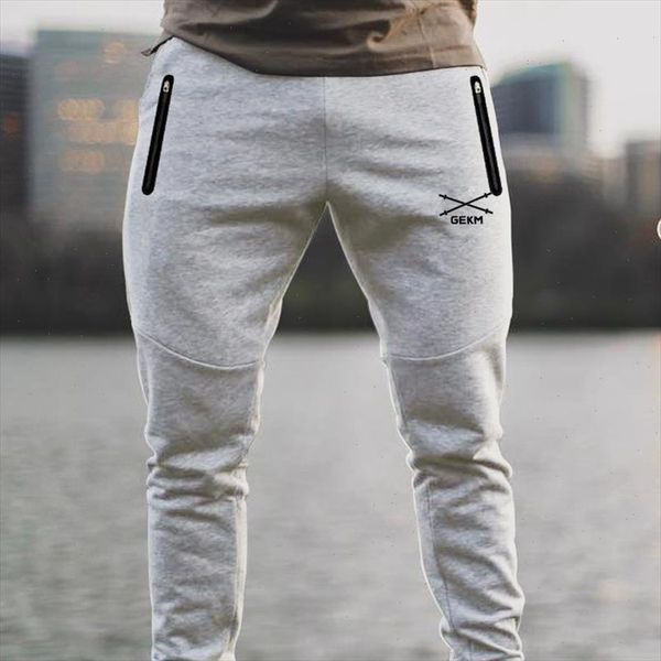 

2021 brand men pants zipper pocket sweatpants man slim gyms fitness joggers workout sports trousers male casual cotton pants, Black