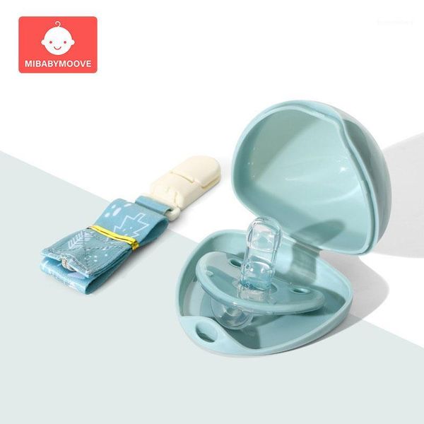 

3pcs/set baby pacifier silicone round nipple+pacifier clip chain +soother case newborn nipple storage box container 0-18 months1