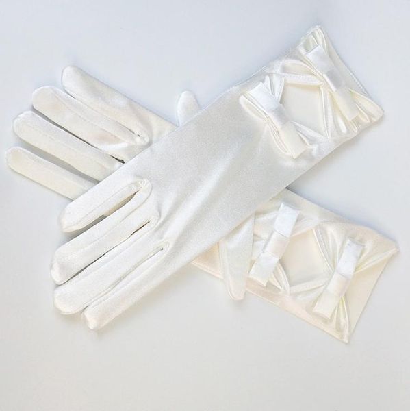 

women's satin white ivory bow bride wedding gloves ladies bridal short gloves wedding party prom cosplay accessories h jlltuf