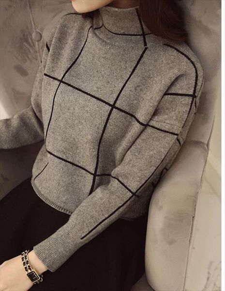 

turtleneck sweater women pullover patchwork outfit new casual loose han edition thick long sleeve knit clothes vestidos lxj974, White;black