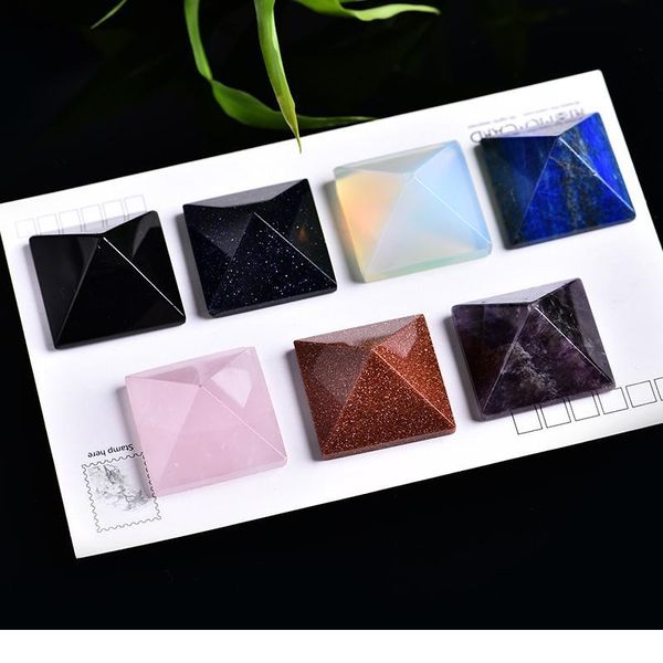 

1pc natural crystal amethyst rose quartz pyramid handmade carving repair healing crystal can be used for home decorati jllyau, Black