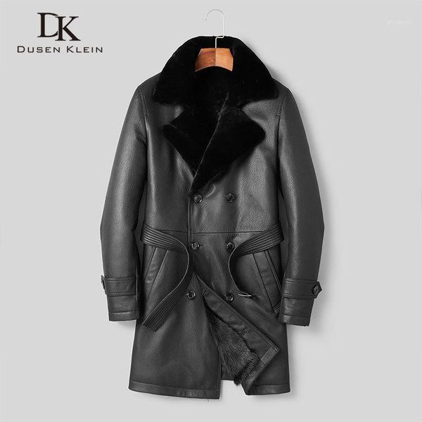 

men winter coat warm jackets thick outerwear genuine leather sheepskin+ coat 2020 new jacket t19361, Black