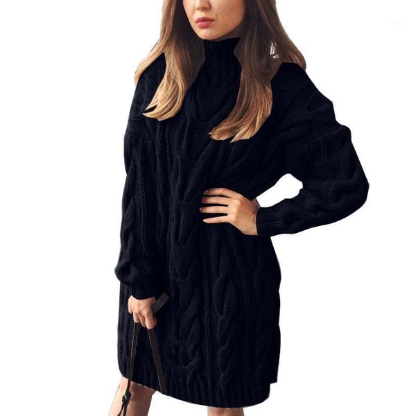 

women's sweaters sweater dress high collar long sleeve dresses pure color knitted pullovers zimowe vestido loose warm winter 5x1, White;black