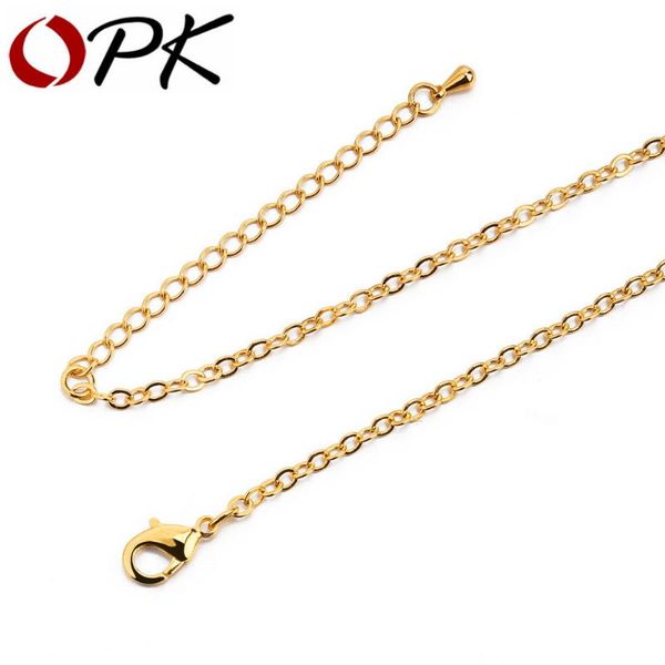 

opk simple link chain necklace for women ultrathin 1.3 mm wide gold color / steel color copper alloy female ladies jewelry 61, Silver