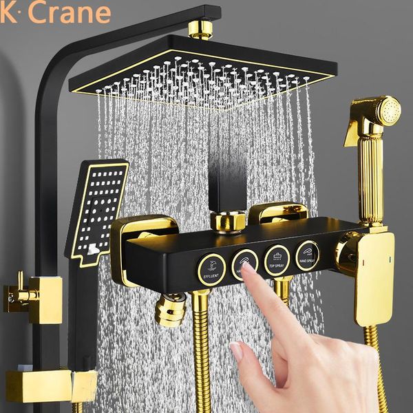 

bathroom shower sets cold system led digital set wall mount thermostatic bath faucet bathtub spa rainfall full kit kraan