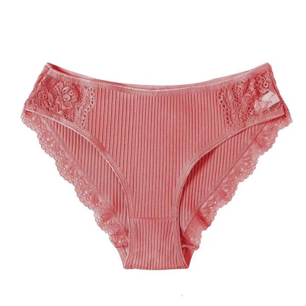 

2020 new arrival fashion solid lace trim panties female cotton crotch underwear lingerie seamless low waist women's briefs, Black;pink