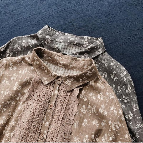 

lamtrip chest lace patchwork flowers print turn-down collar single breasted dress female, Black;gray