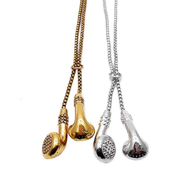 

chokers creative headphone earphone necklace men women dj music hip hop punk jewelry for collier femme, Golden;silver