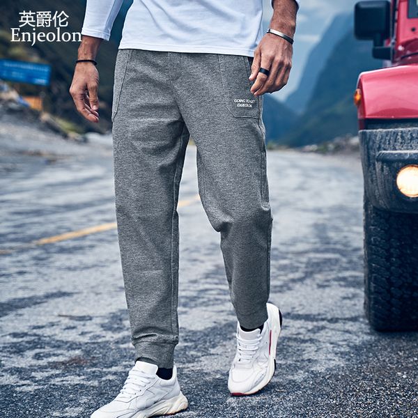 

enjeolon sport pants cargo cotton men's fitness pants casual fashion sweatpants jogger pant male trousers plus size lj201104, Black