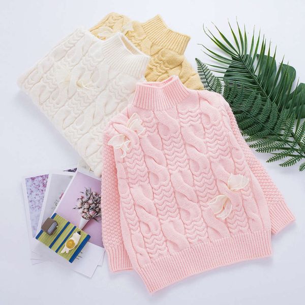 

winter children's autumn and 2020 new pure color twist sweater korean sle girl's half high collar, Blue