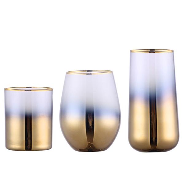 

бытовая прозрачная водяная стакана для воды простое nordic tummy стеклянный сок стекло постепенное изменение золотой rim вода термостойкий w